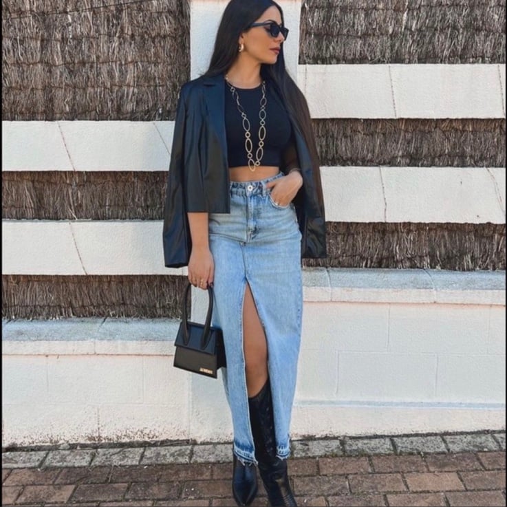 TRF Long Denim Skirt