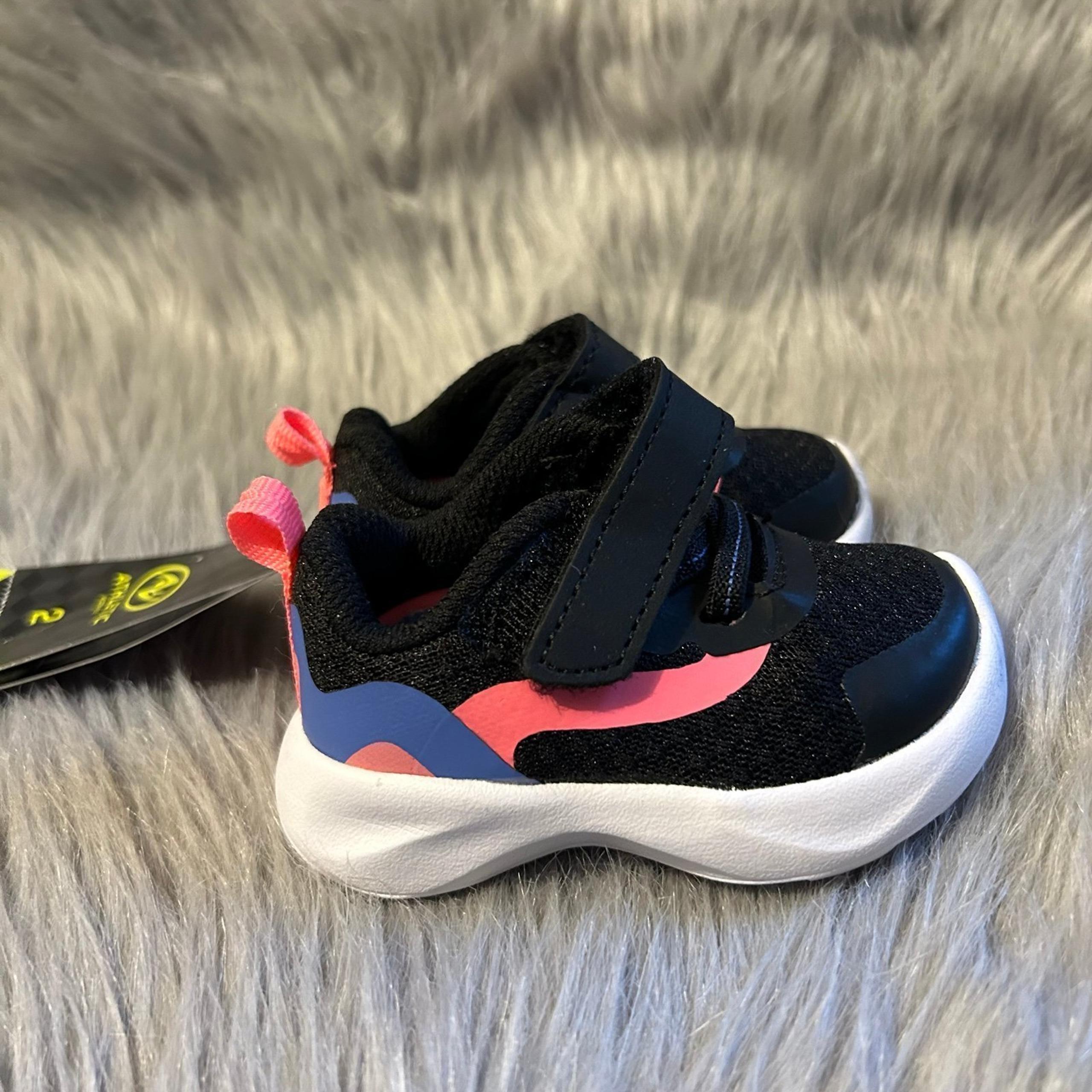 Athletic Works Sneakers Baby Girls Size 2 Black Adjustable Strap Shoes
