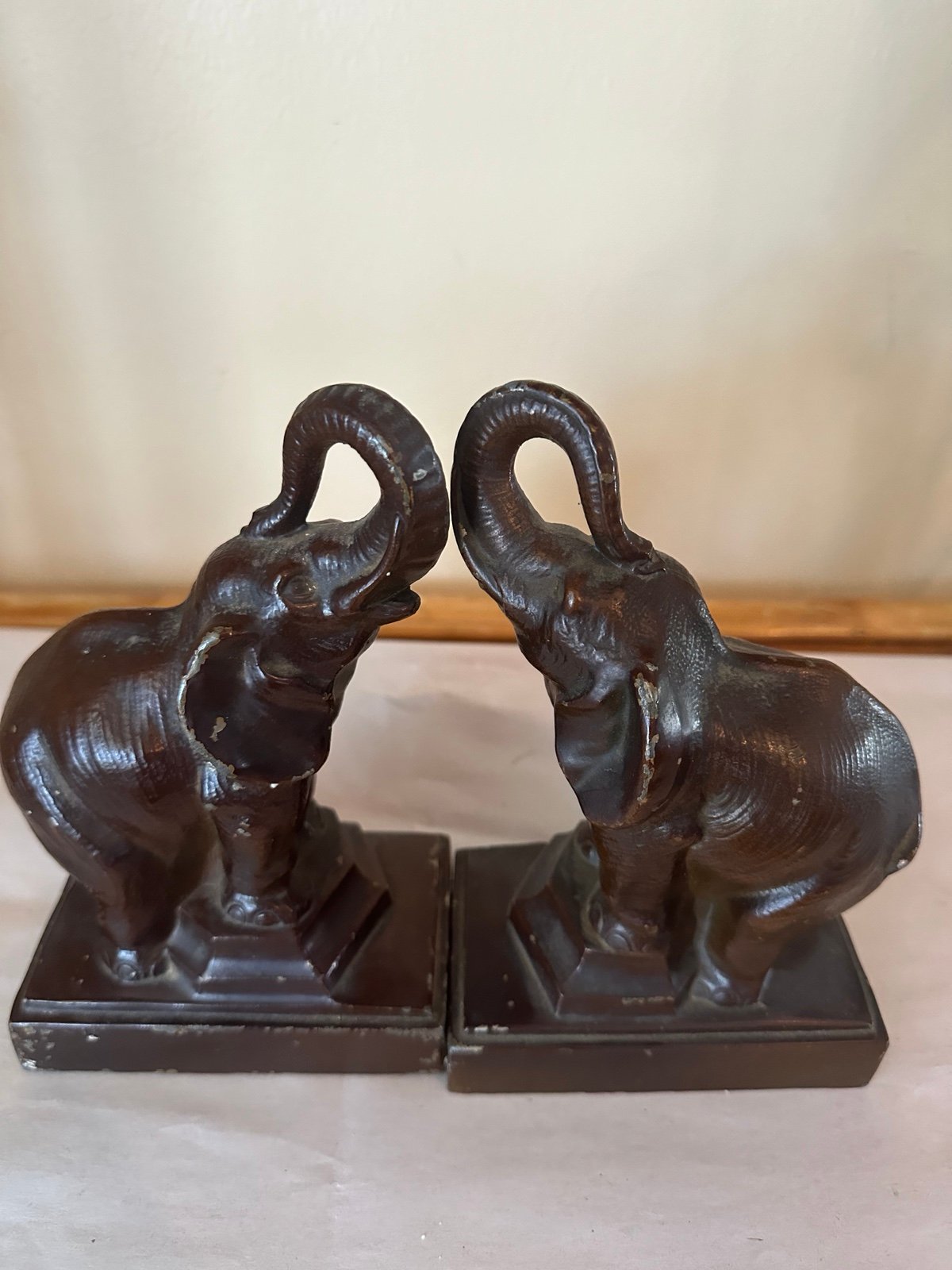 Vintage metal elephant book ends