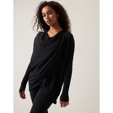 Athleta Purana Wrap Sweatshirt Hoodie Oversized Slouchy, Black - Size S