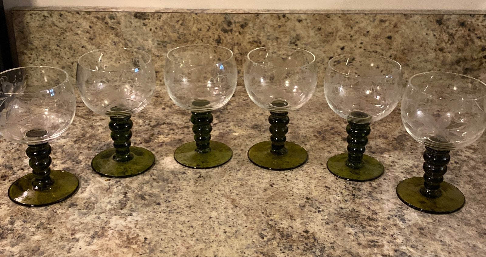 German Rhein Roemer Vintage Etched Wine