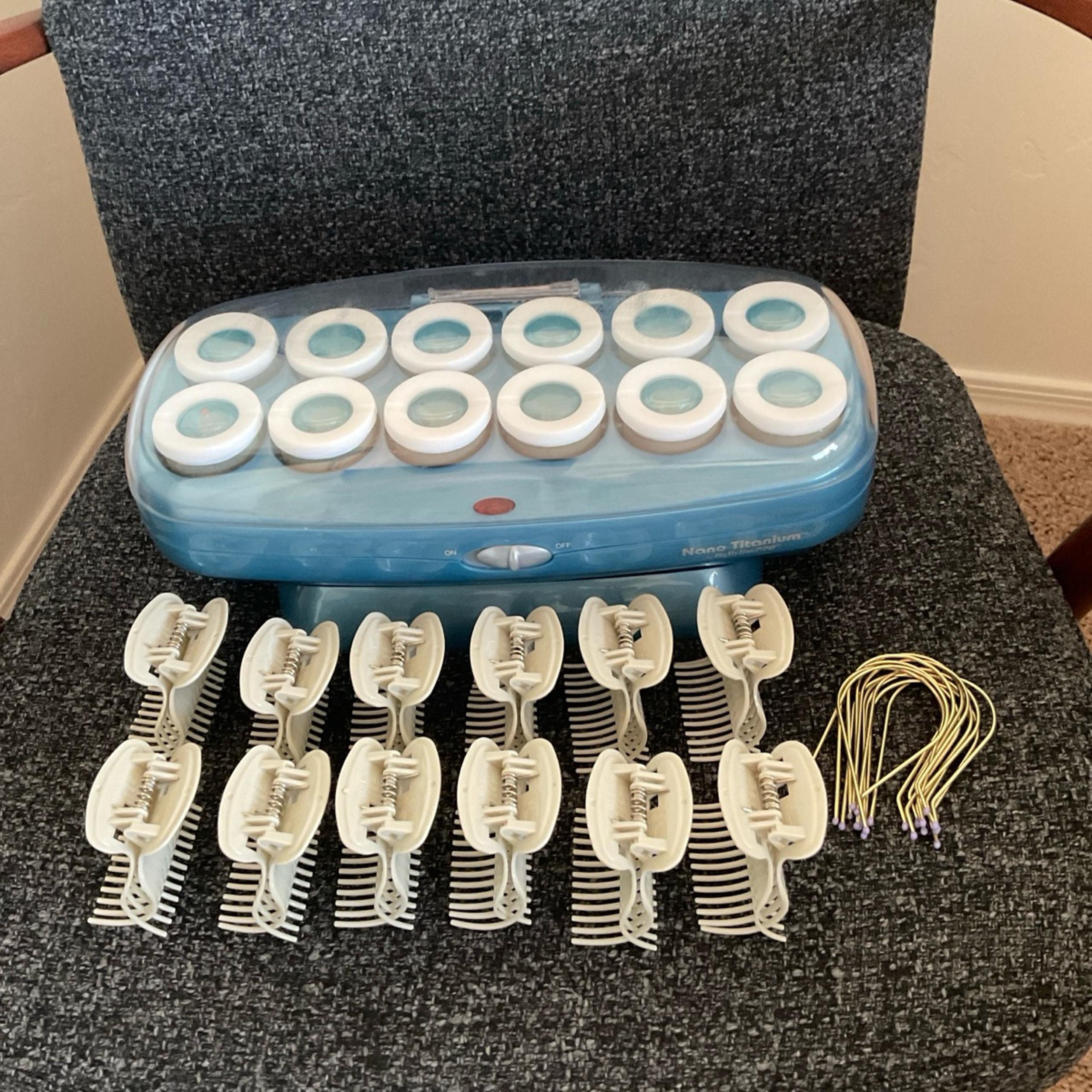BaByliss Pro Nano Titanium Hot Rollers with 12 Metal & 12 Plastic Claw Clips