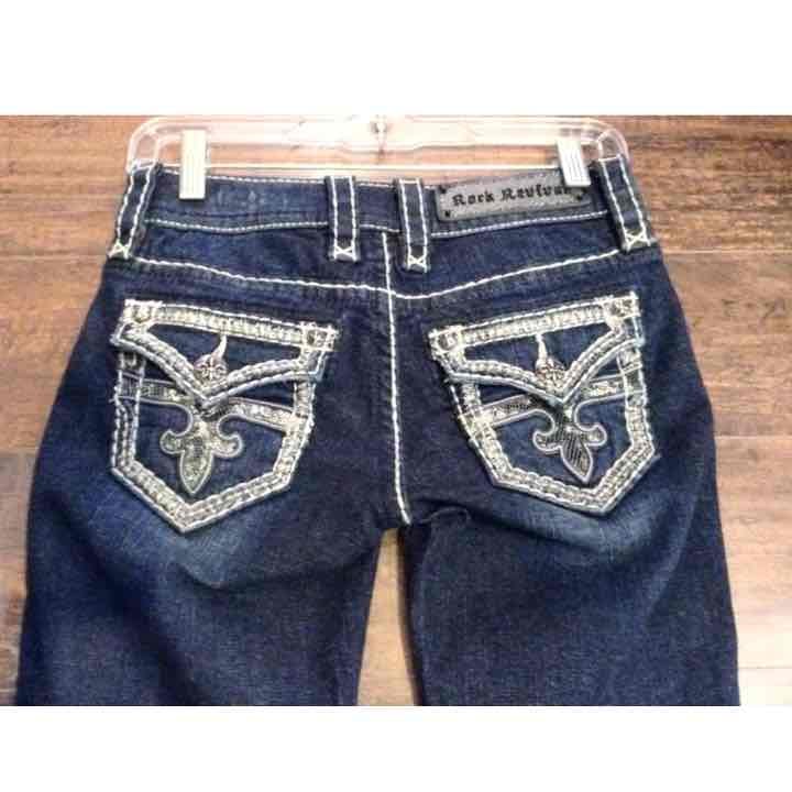 NWT ROCK REVIVAL BOOT CUT JEANS SIZE 27