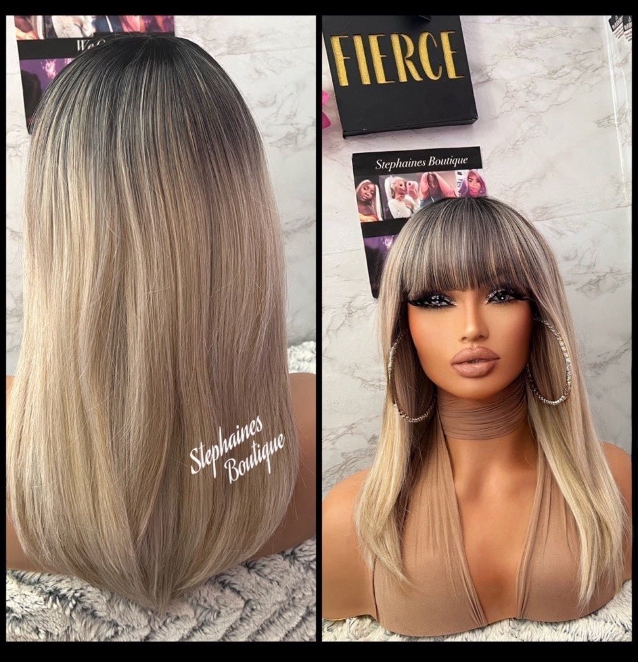 Human Hair Blended Bang Wig