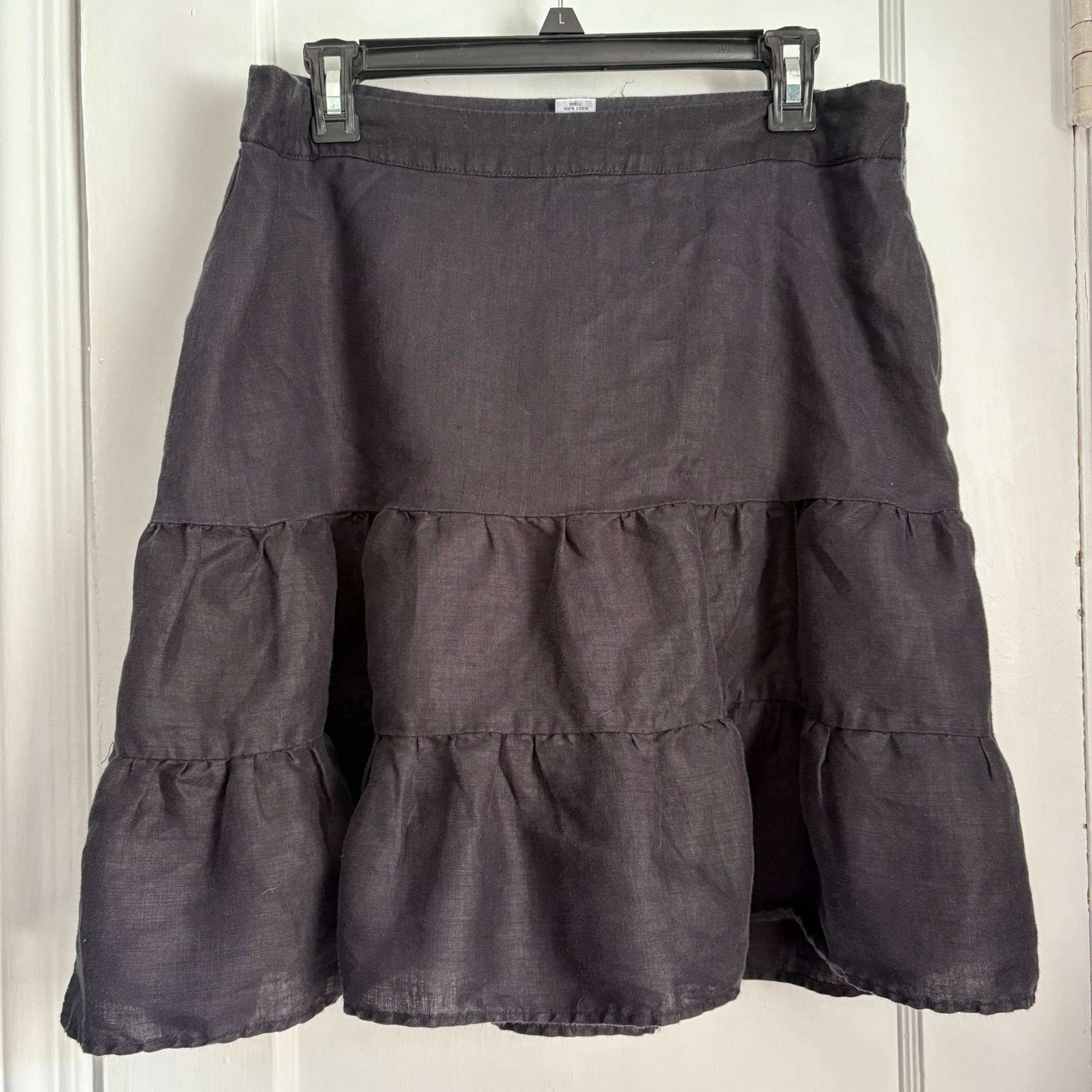 GAP A-Line Tiered Mini Linen Skirt & Cotton Lining, Black  Size: 12
