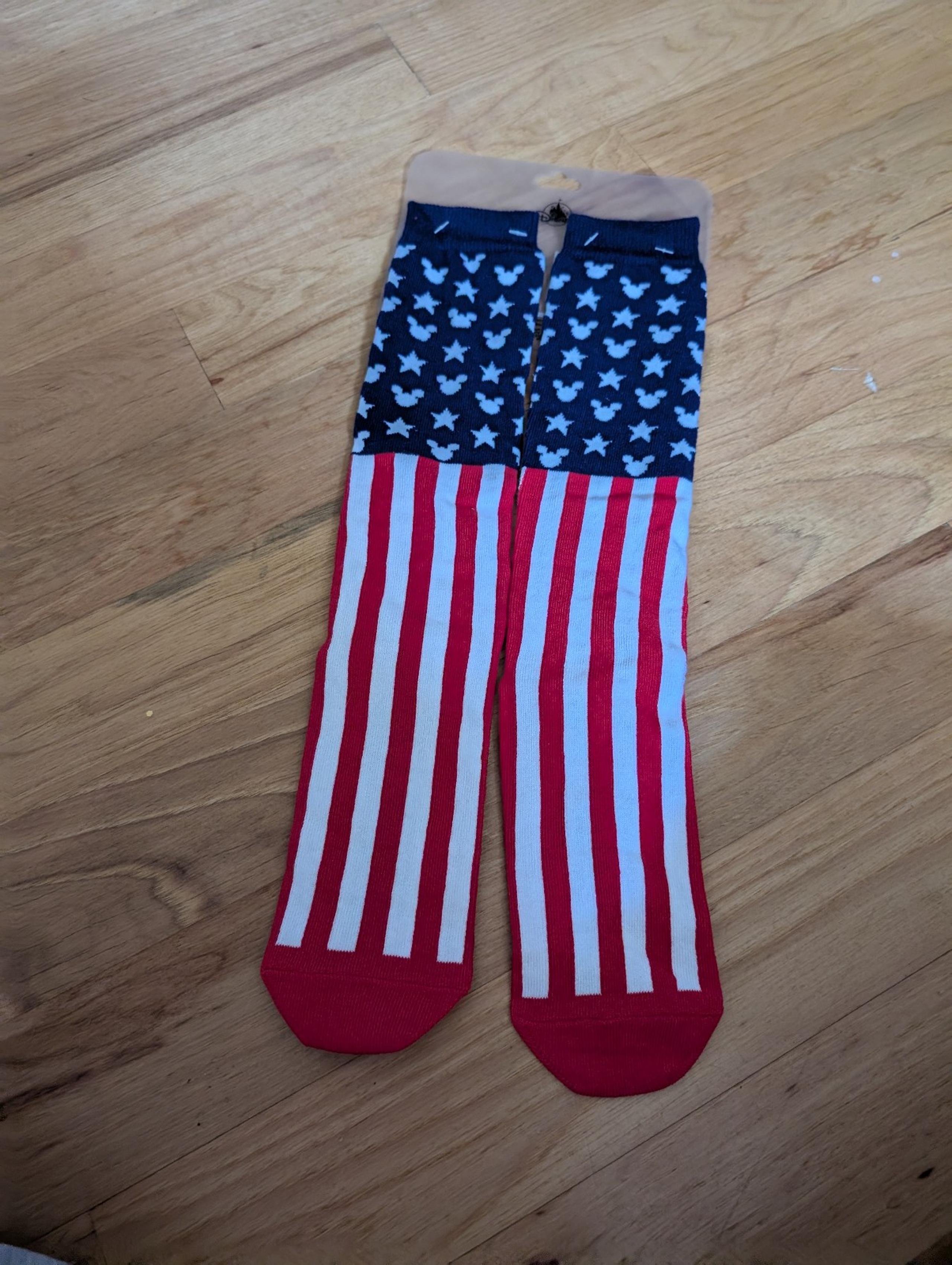 Red White blue Mickey Disney socks