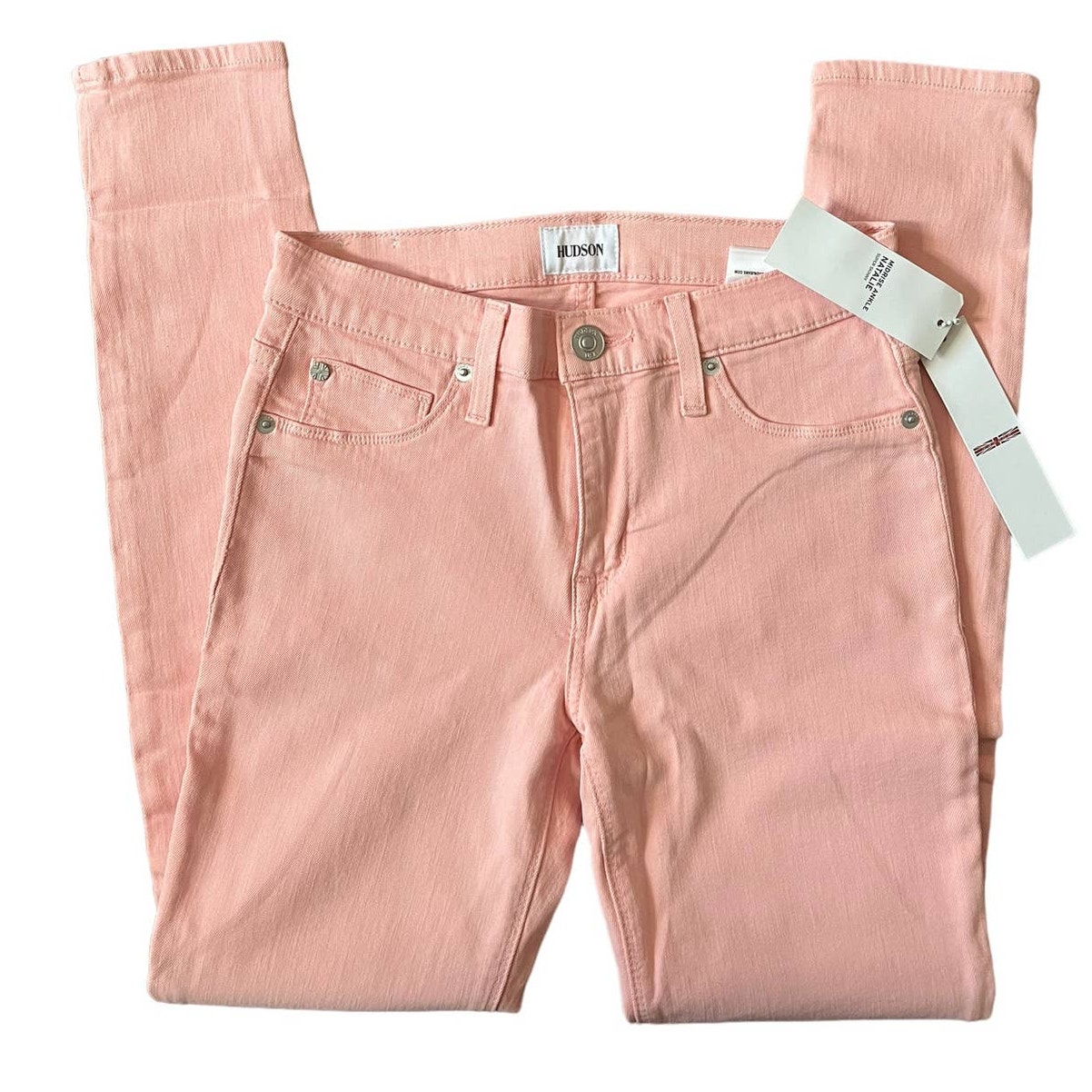 Hudson Jeans Natalie Baby soft pink Midrise Ankle Super Skinny 26 NWT