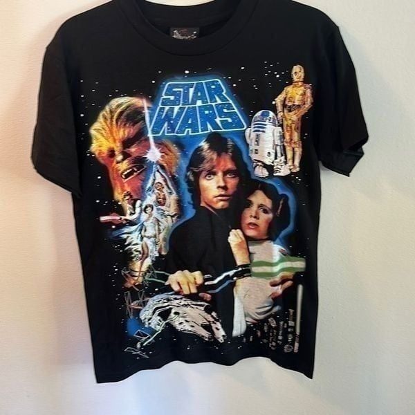 Vintage 80s Dbruze Unisex A Galaxy Of Star Wars Treasures Black T-Shirt Size S