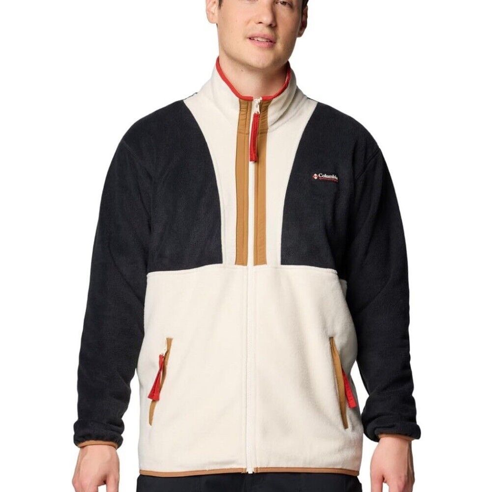 Columbia Men's Backbowl II Half Zip Fleece, Black/Chalk, Small NEW Outerwear 90