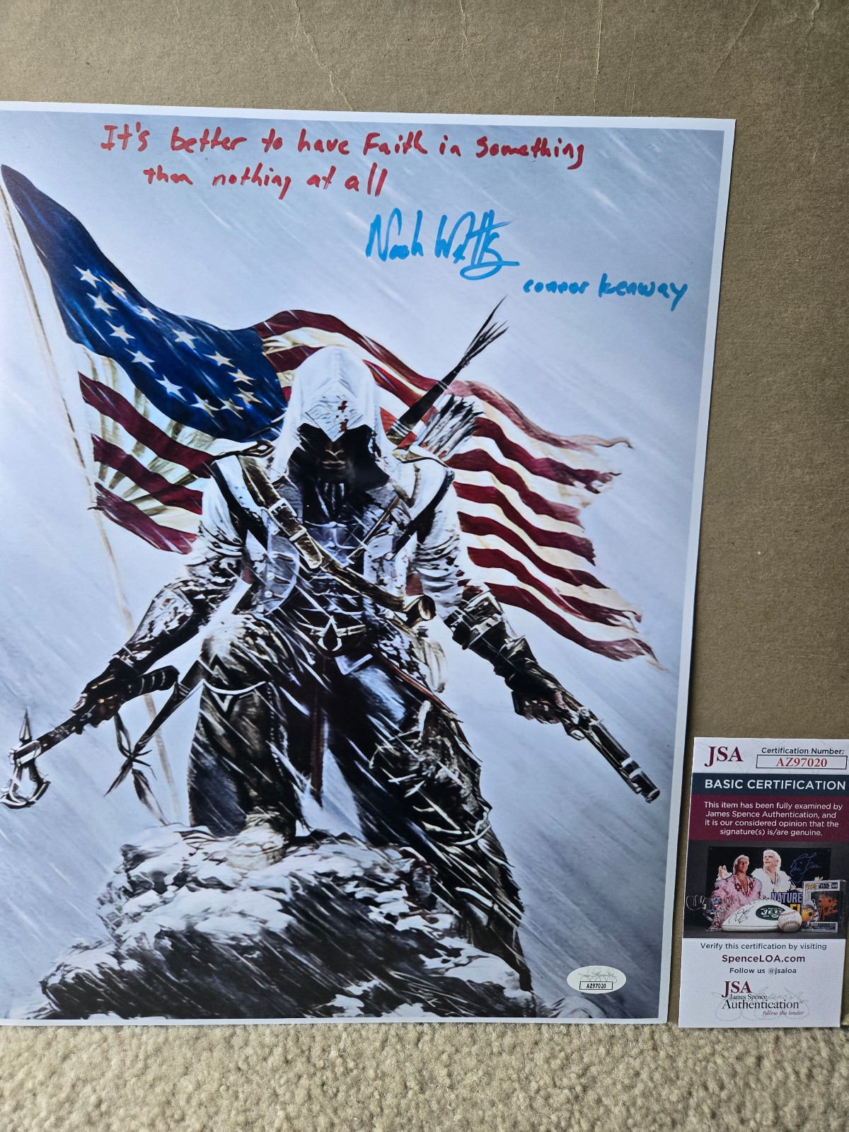 Noah Watts Signed Assassin's Creed 3 11x14 Print! JSA COA