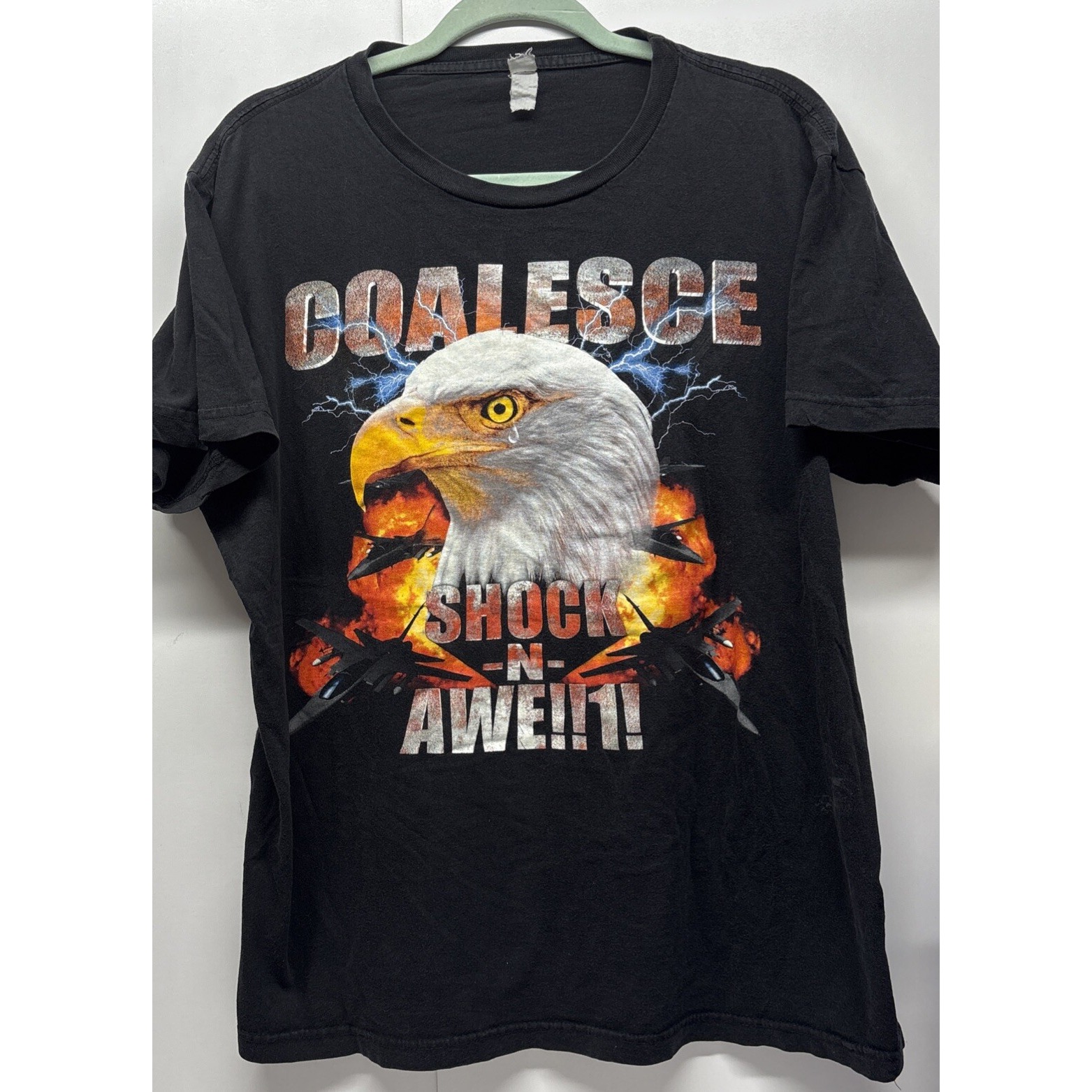 Vintage Coalesce Shock and Awe Shirt Eagle Tear Faded Tag Worn Distressed