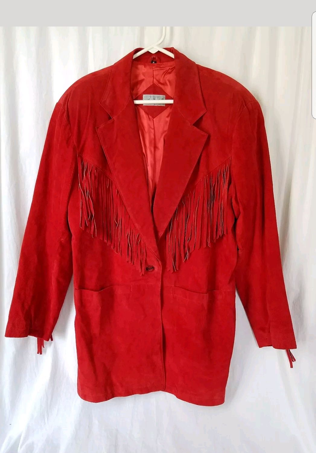Red Fringed Leather Womans Jacket