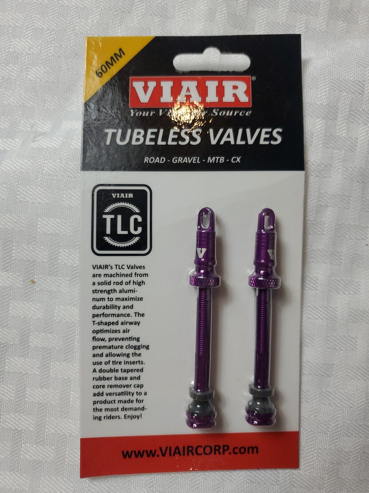 Viair 60601PP TLC 60mm Tubeless Valve Stem - Purple