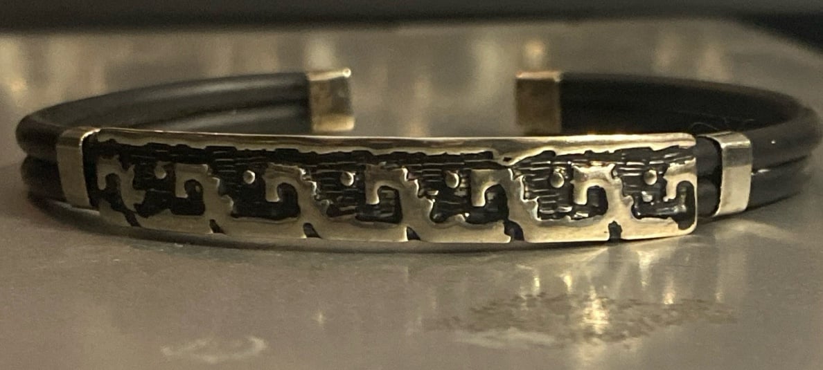 .925 Sterling Silver & Rubber Bracelet