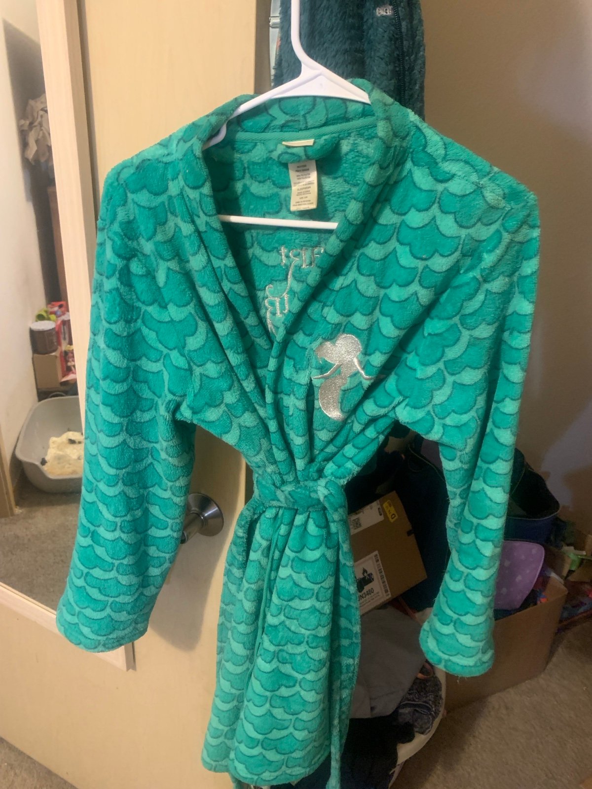Little Mermaid Fluffy Green Part of Your World Robe S RARE