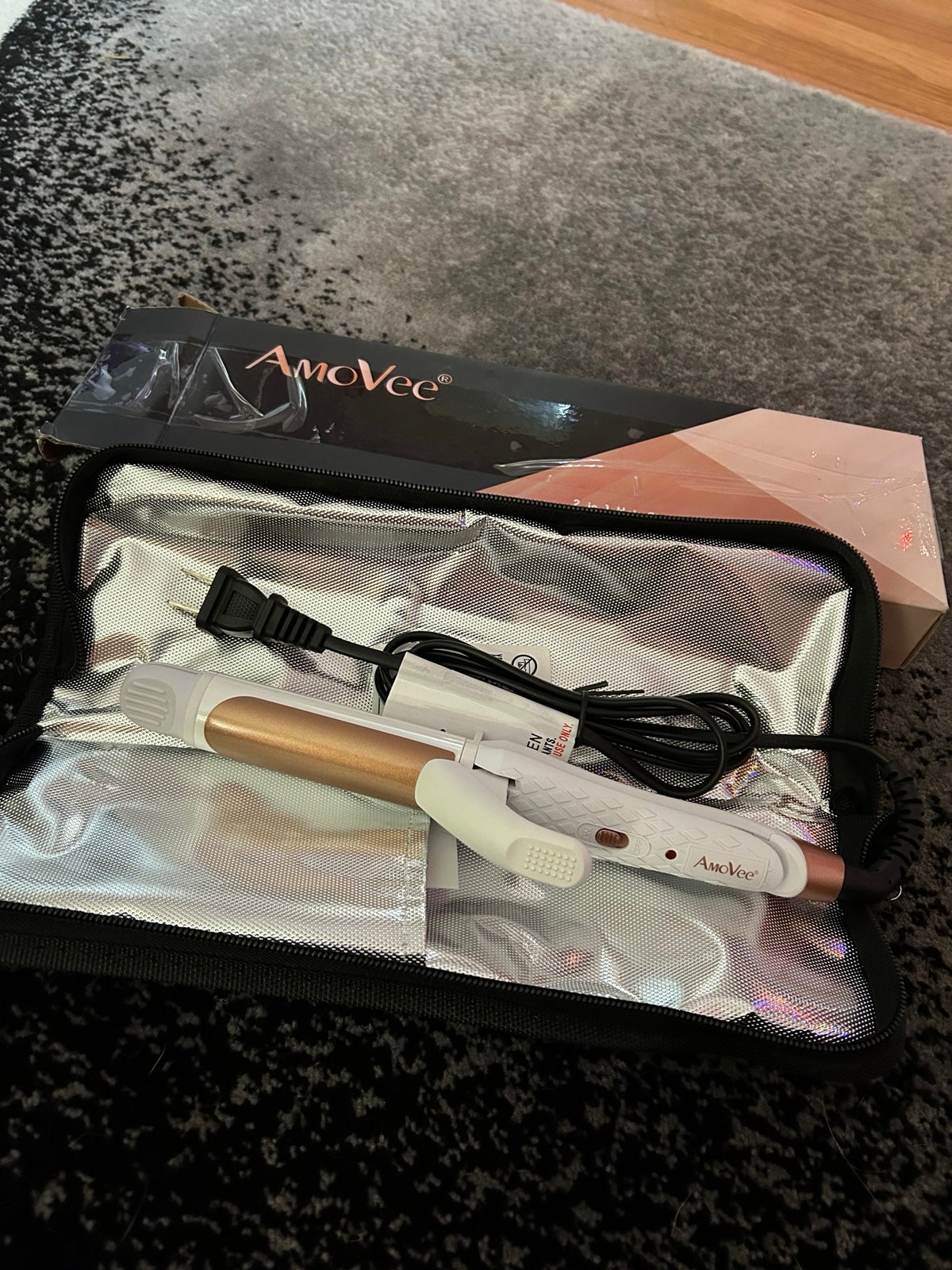 NIB AmoVee Travel Curling Iron, 2 in 1 Mini Flat Iron