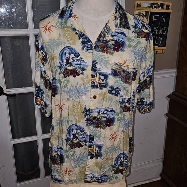 Walt Disney World Mens Mickey Mouse Hawaiian Shirt Large