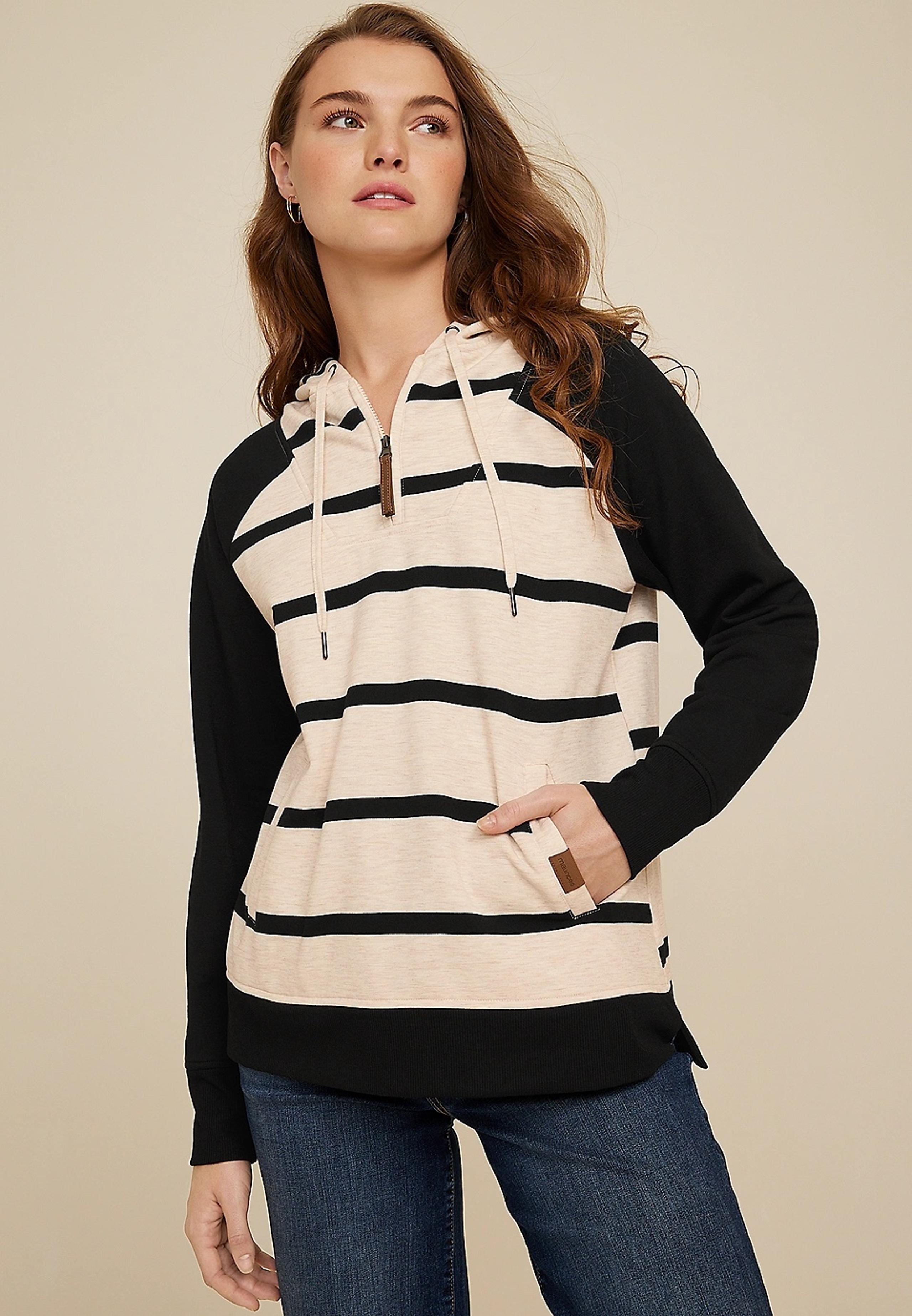 Maurices Homeward Striped Fleece Hoodie Large