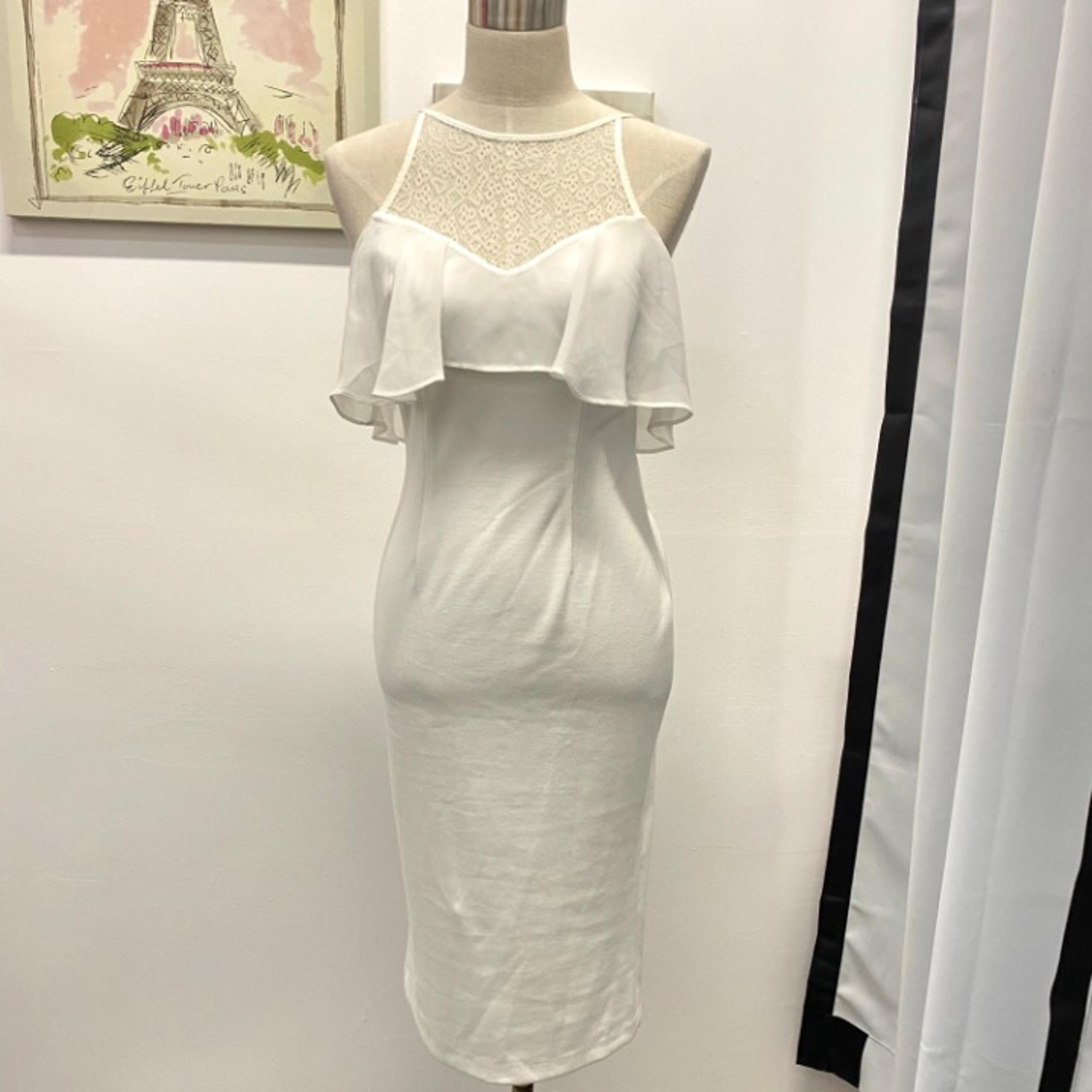 BCBGeneration White Ruffle & Lace Dress