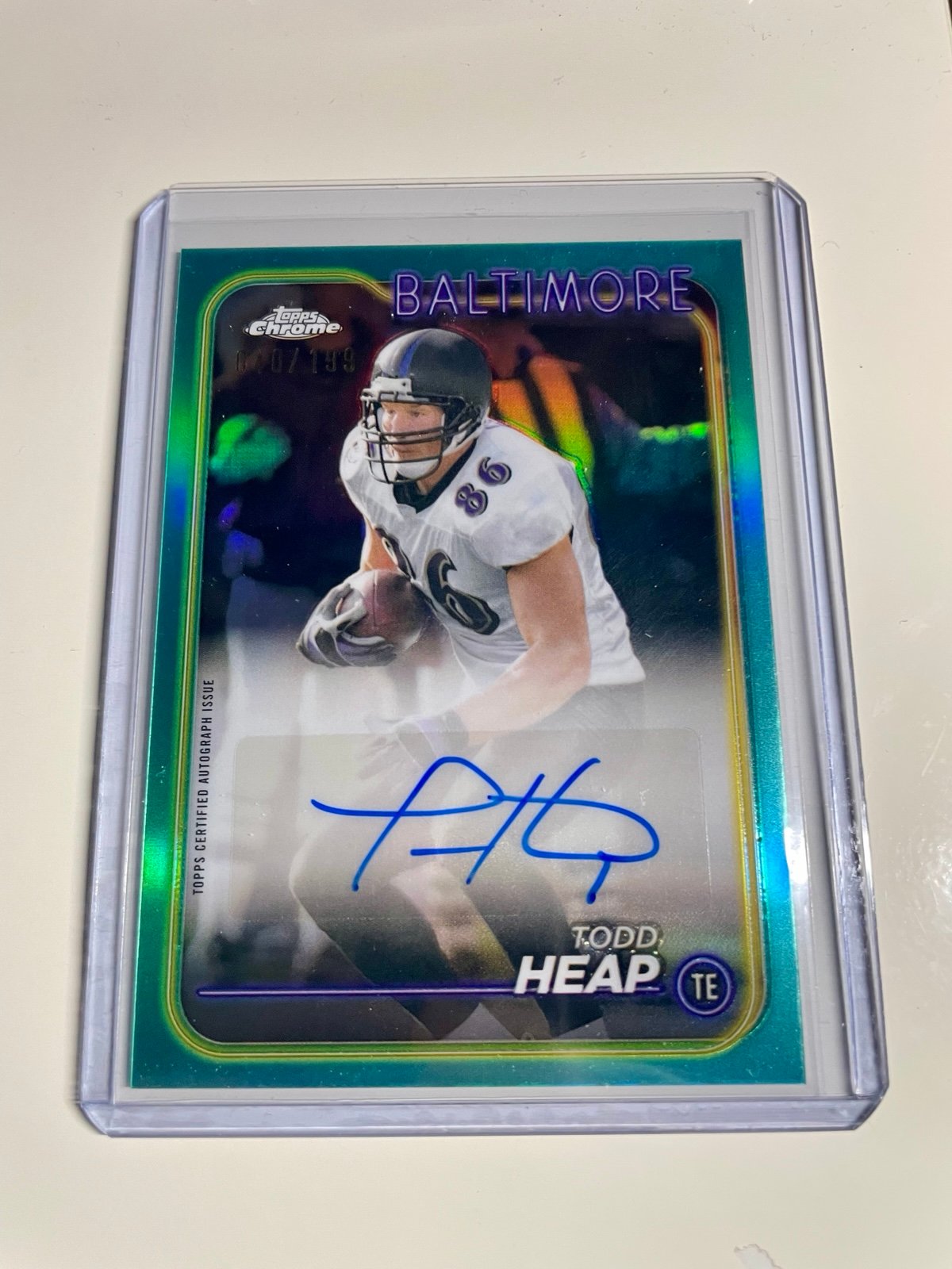 Todd Heap 2024 Topps Chrome Autograph Aqua Refractor /199 #BA-THE Ravens