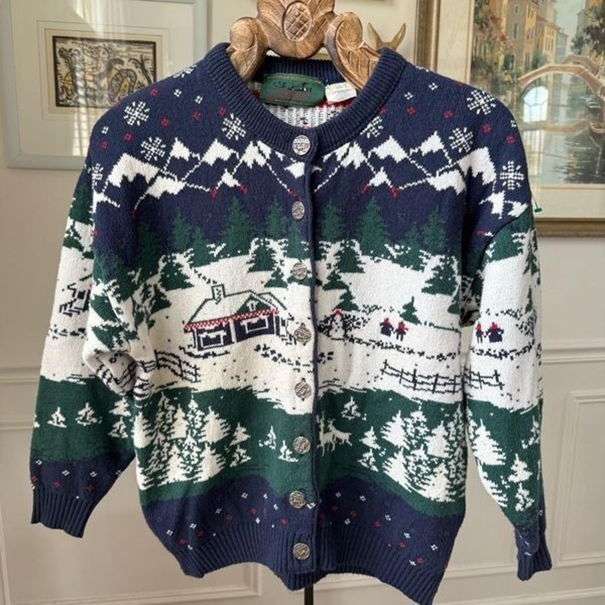 Vintage Northern Reflections Parkhurst Winter Landscape Cardigan Sweater S