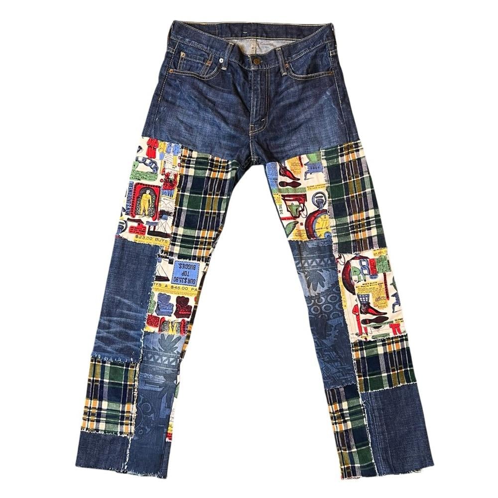 Levis 513 SLIM STRAIGHT JEANS Patchwork design W30X32L