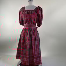 Vintage red plaid maxi dress
