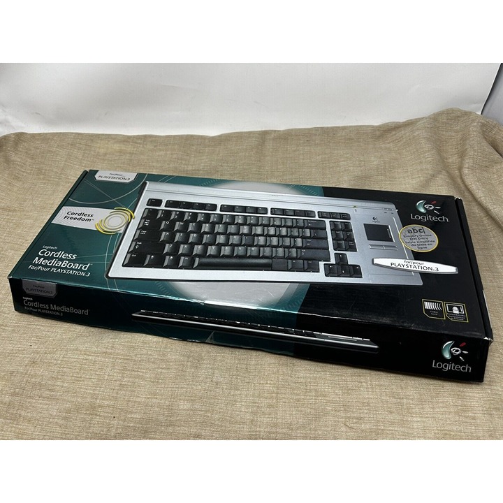 Logitech Cordless MediaBoard Keyboard Y-RAN77 For Playstation 3 Silver Open Box