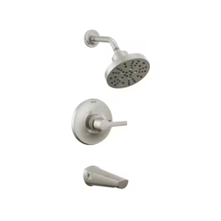 Delta Lumicoat Stainless Steel Tub Shower Trim Set With H2Okinetic Spray Touch-C