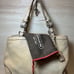Coach Hampton Pebbled Leather Tassel Satchel Handbag Purse tote Beige 5055