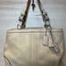 Coach Hampton Pebbled Leather Tassel Satchel Handbag Purse tote Beige 5055