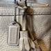 Coach Hampton Pebbled Leather Tassel Satchel Handbag Purse tote Beige 5055