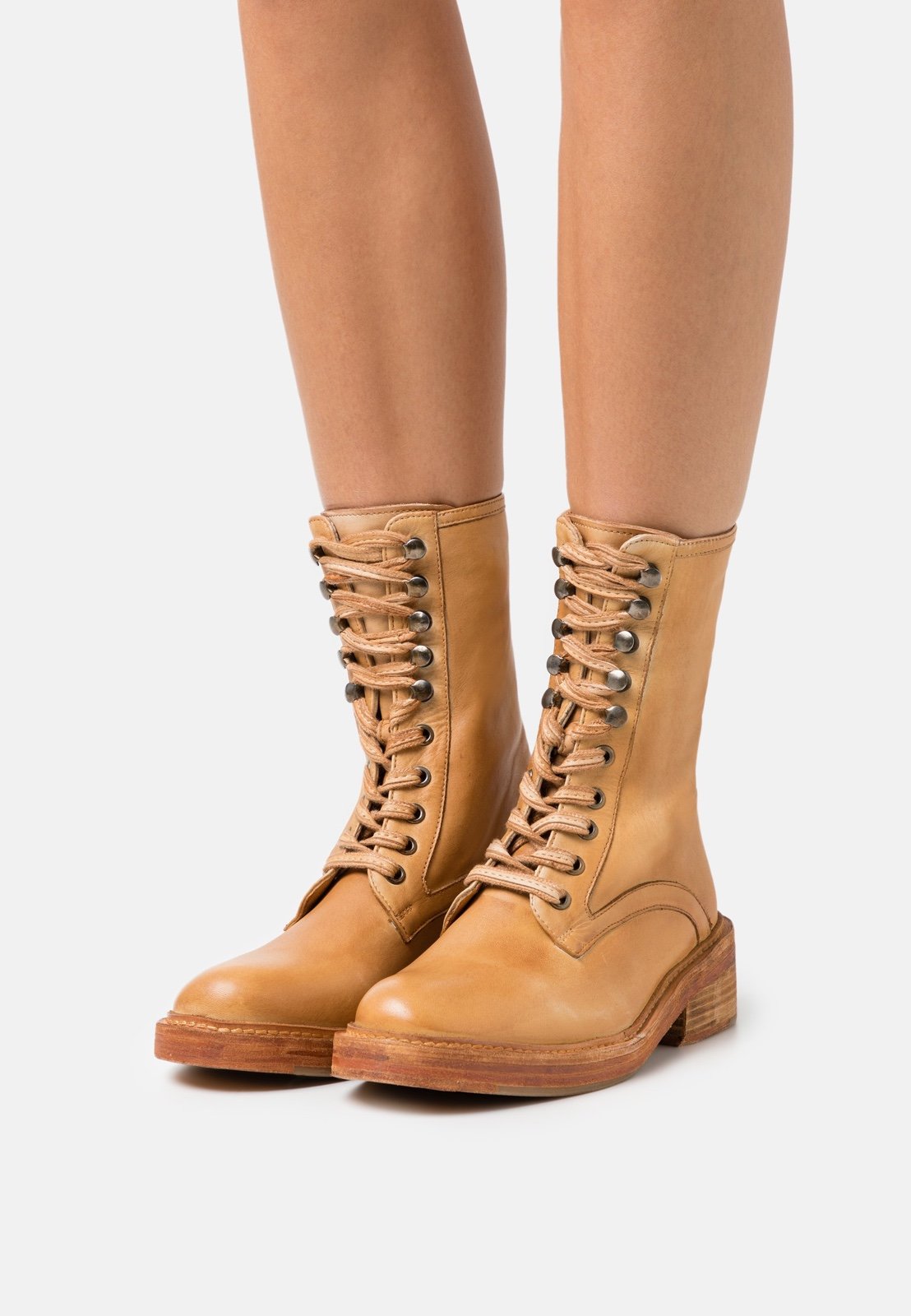 FREE PEOPLE Santa Fe Lace Up Boot in Light Honey