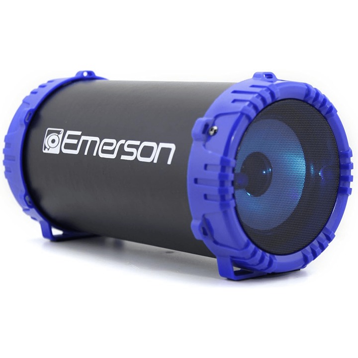 Emerson Portable Bluetooth Speaker w LED Lighting & Carry Strap Blue EAS-3001