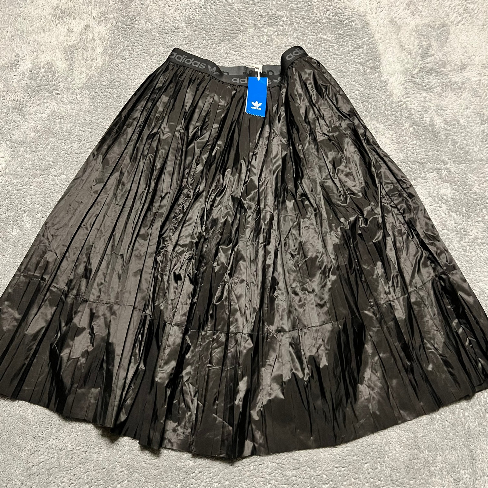 adidas Originals Skirt Womens Medium Loose fit Pleated MIDI Logo Elastic Waist