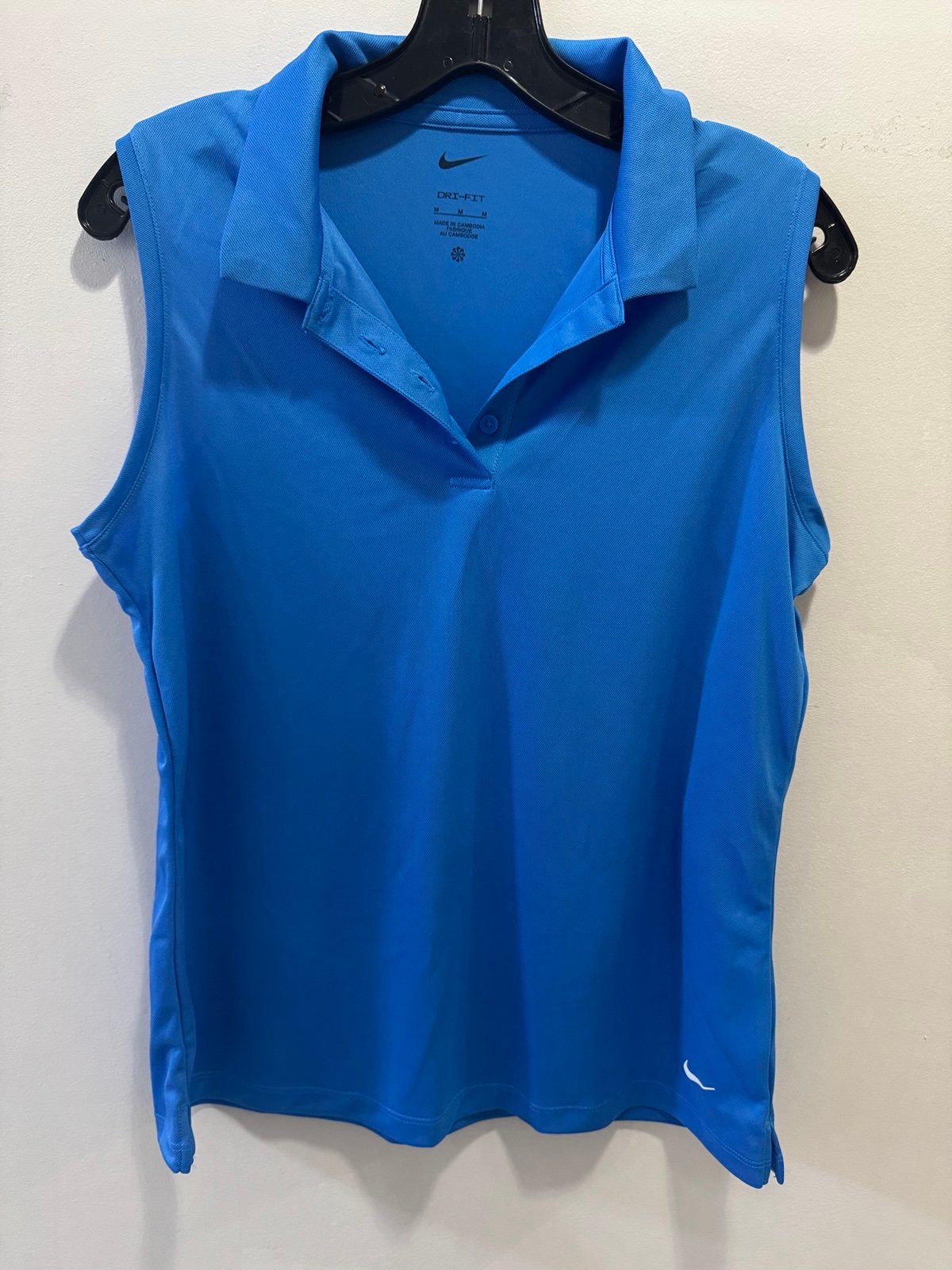 Nike Dri-Fit Teal Turquoise Golf Polo Collared Sleeveless Shirt Blouse Medium