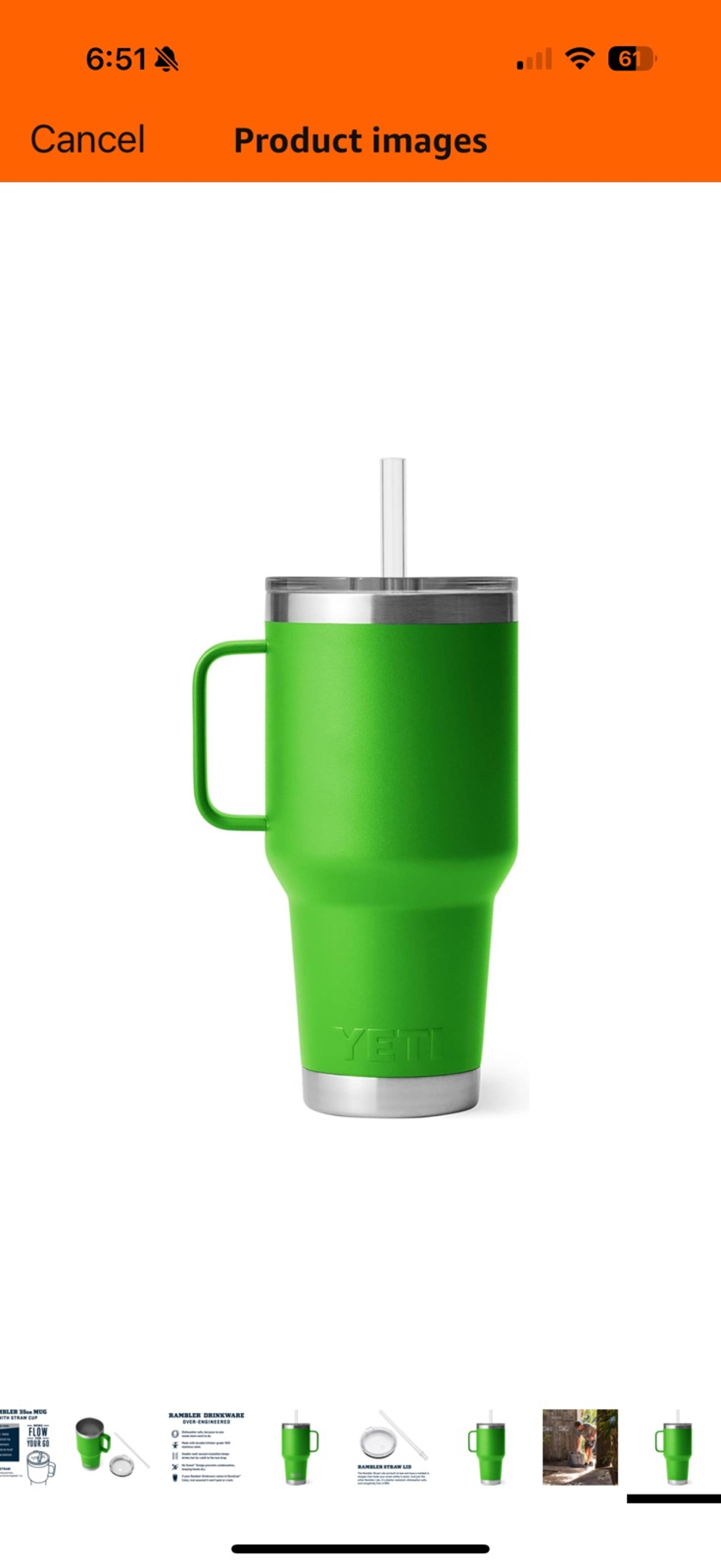 YETI Rambler Tumbler with Handle and Straw Lid Canopy Green