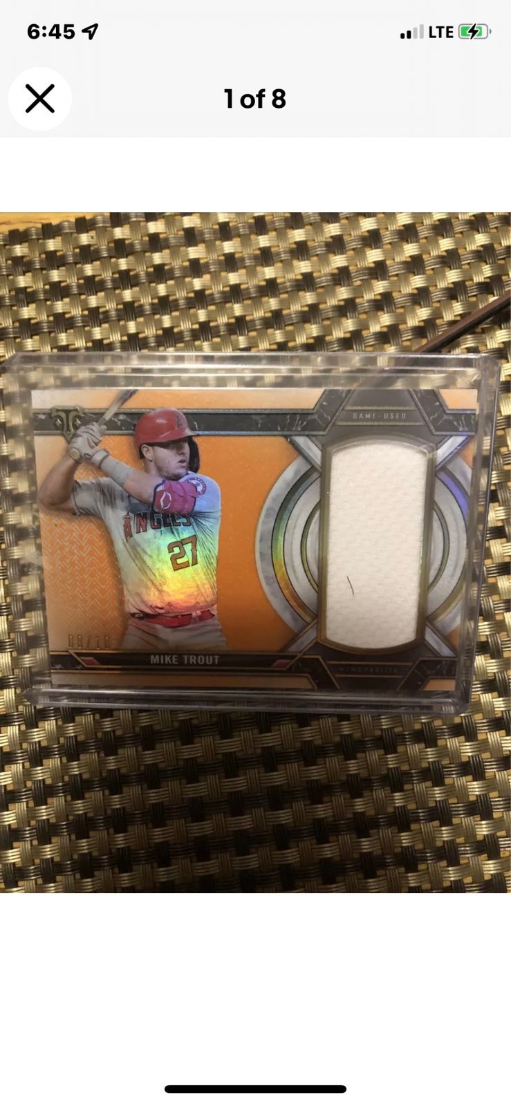 2021 TOPPS TRIPLE THREADS MIKE TROUT JUMBO JERSEY 8/18 GAME USED !!! RARE !!!