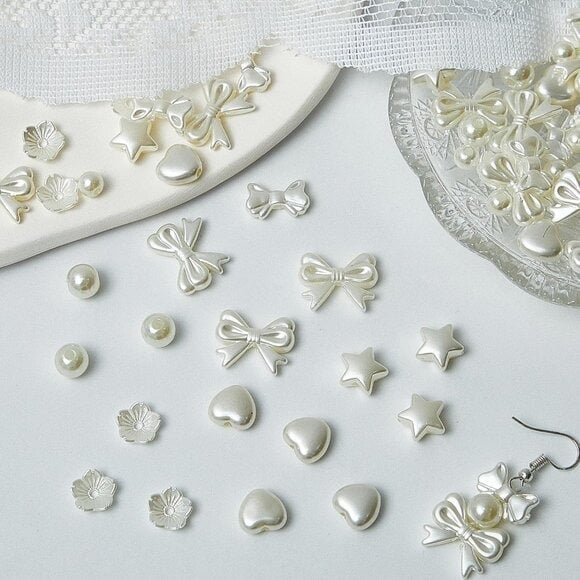 New 500 Pcs ABS Pearl Beads, Star, Heart, Bowknot & Flower Beads
