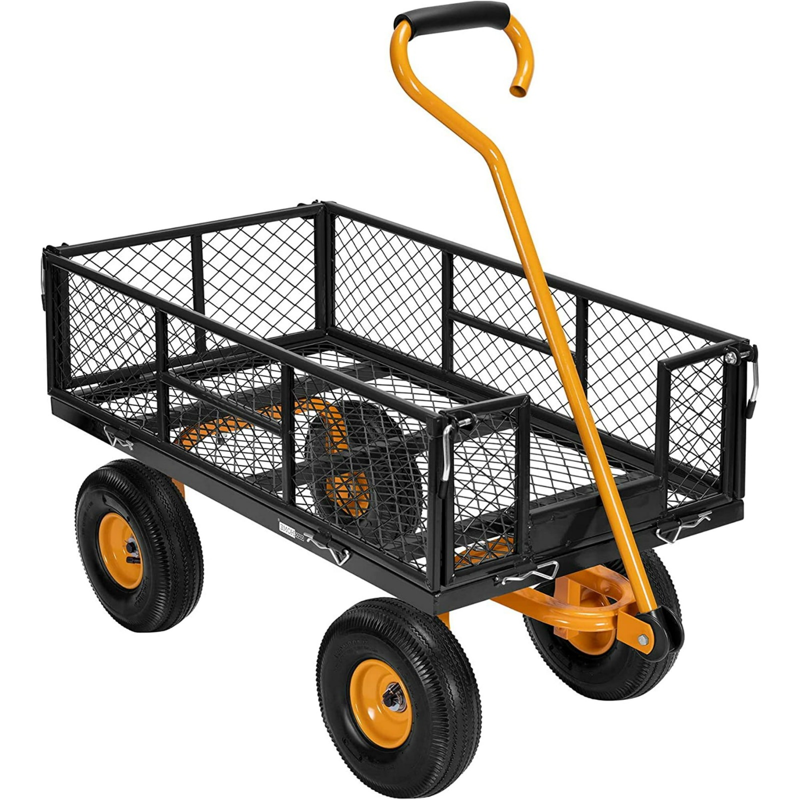 Black, Heavy Duty Mesh Steel Garden Cart 880 lbs, Folding Utility Wagon