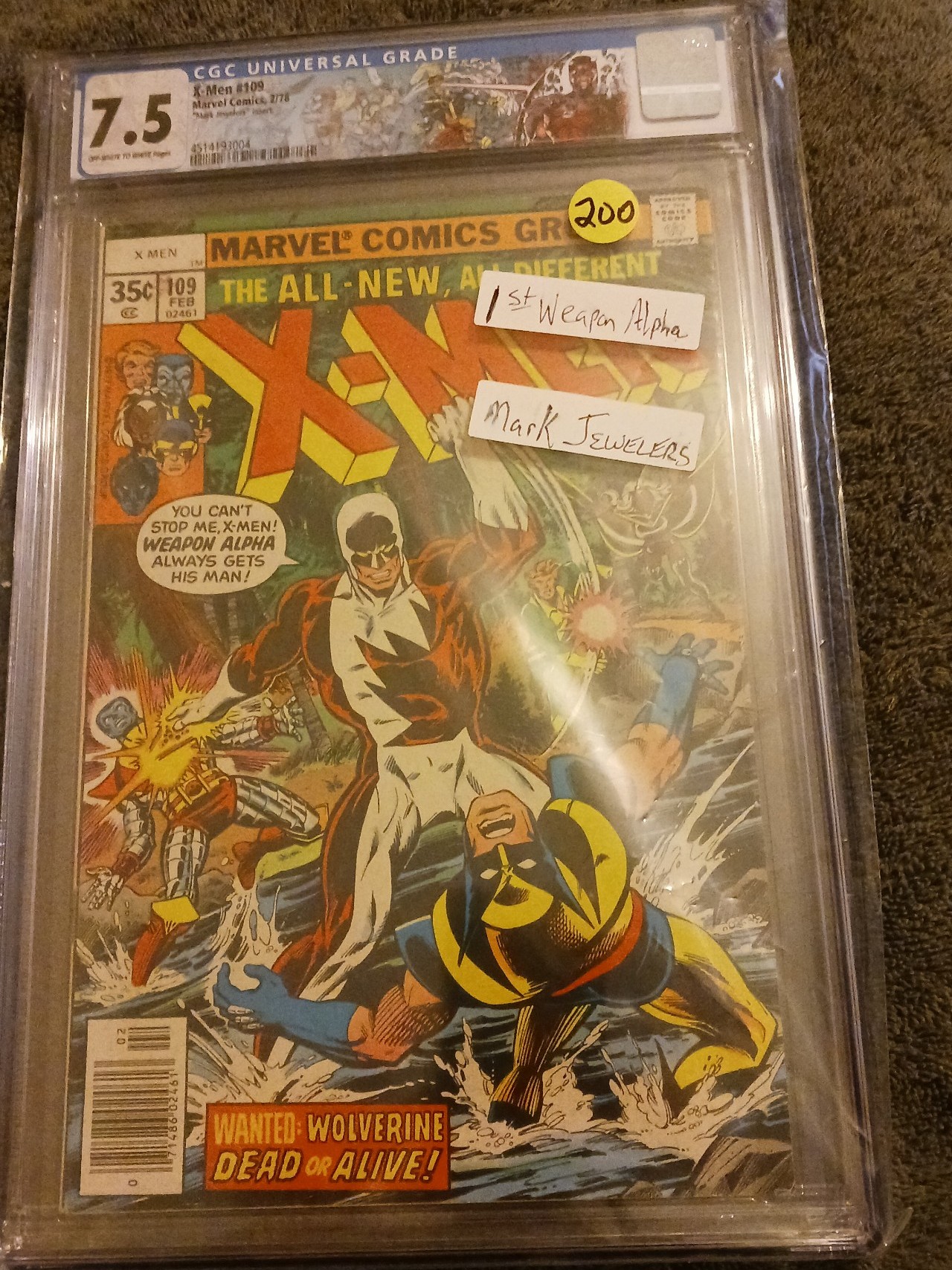 X-Men #109 1st Weapon Alpha Mark Jewelers CGC 7.5