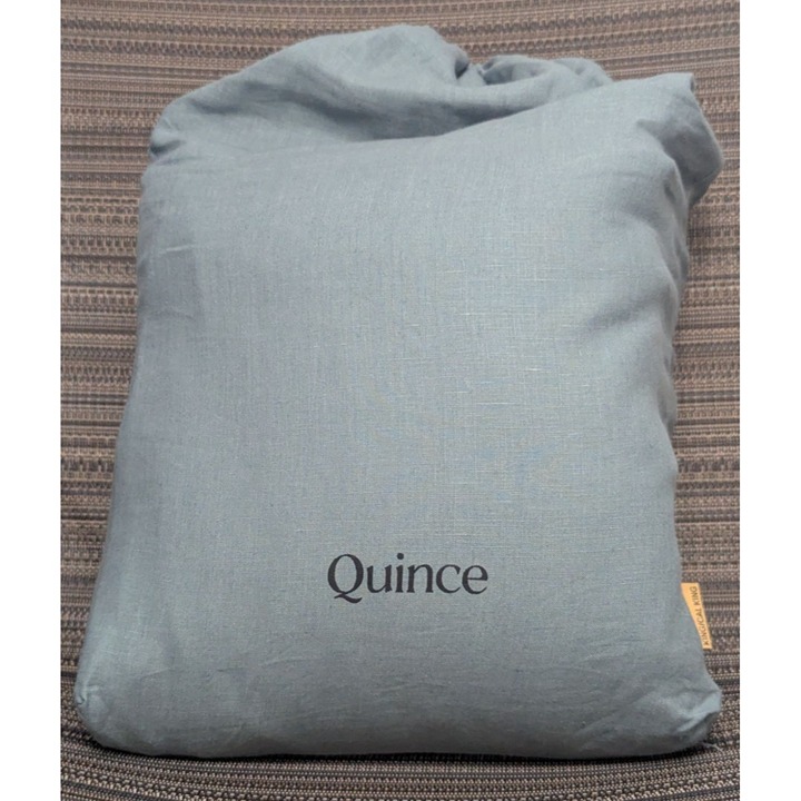 Quince European 100% Linen Duvet Cover 3PC Set Color Dusty Blue King/Cal -NEW