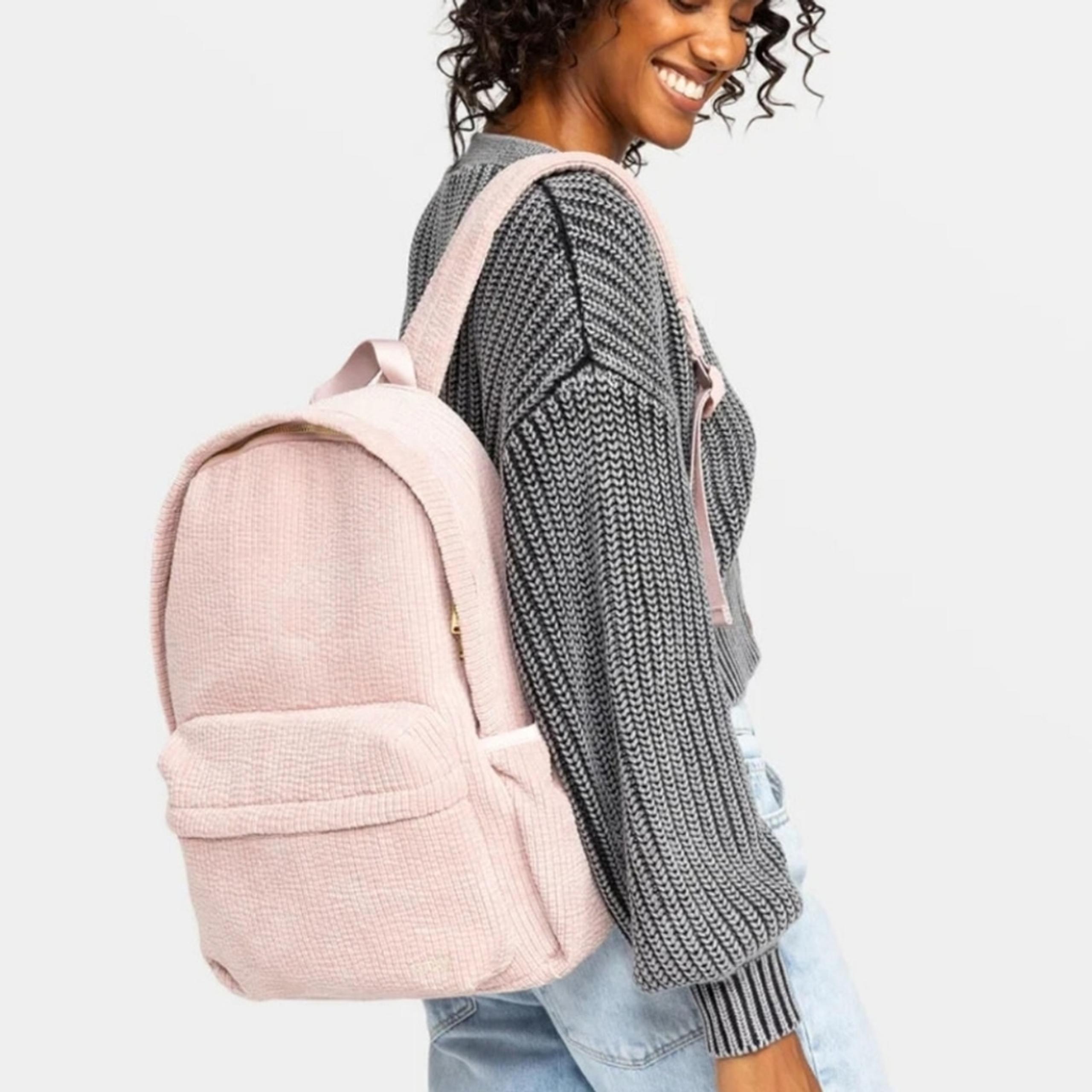 NWT New Roxy Feelin Good Corduroy Backpack Lilac Chiffon Pink