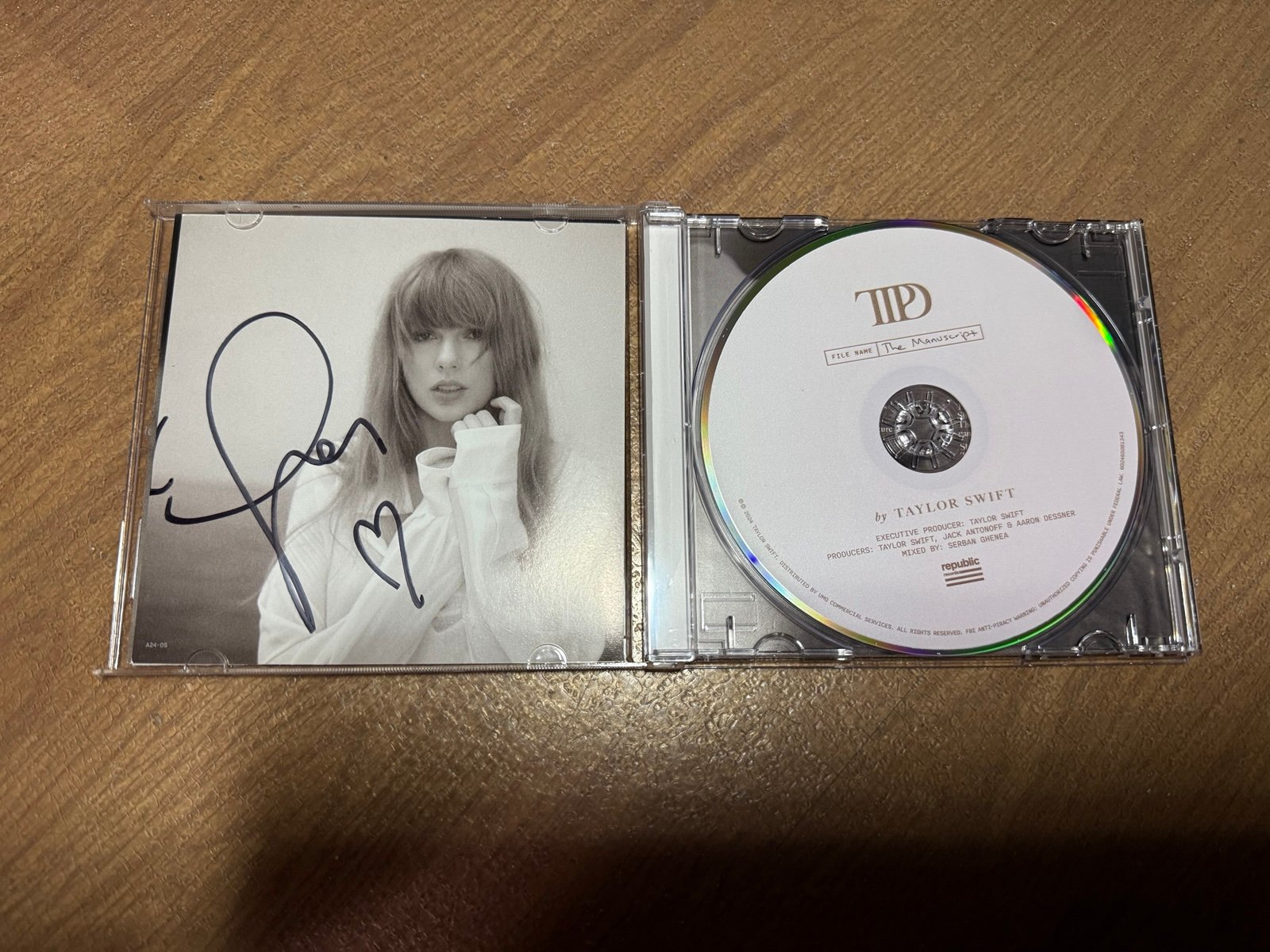 Taylor Swift The Tortured Poets Department CD Signed with Heart Signature