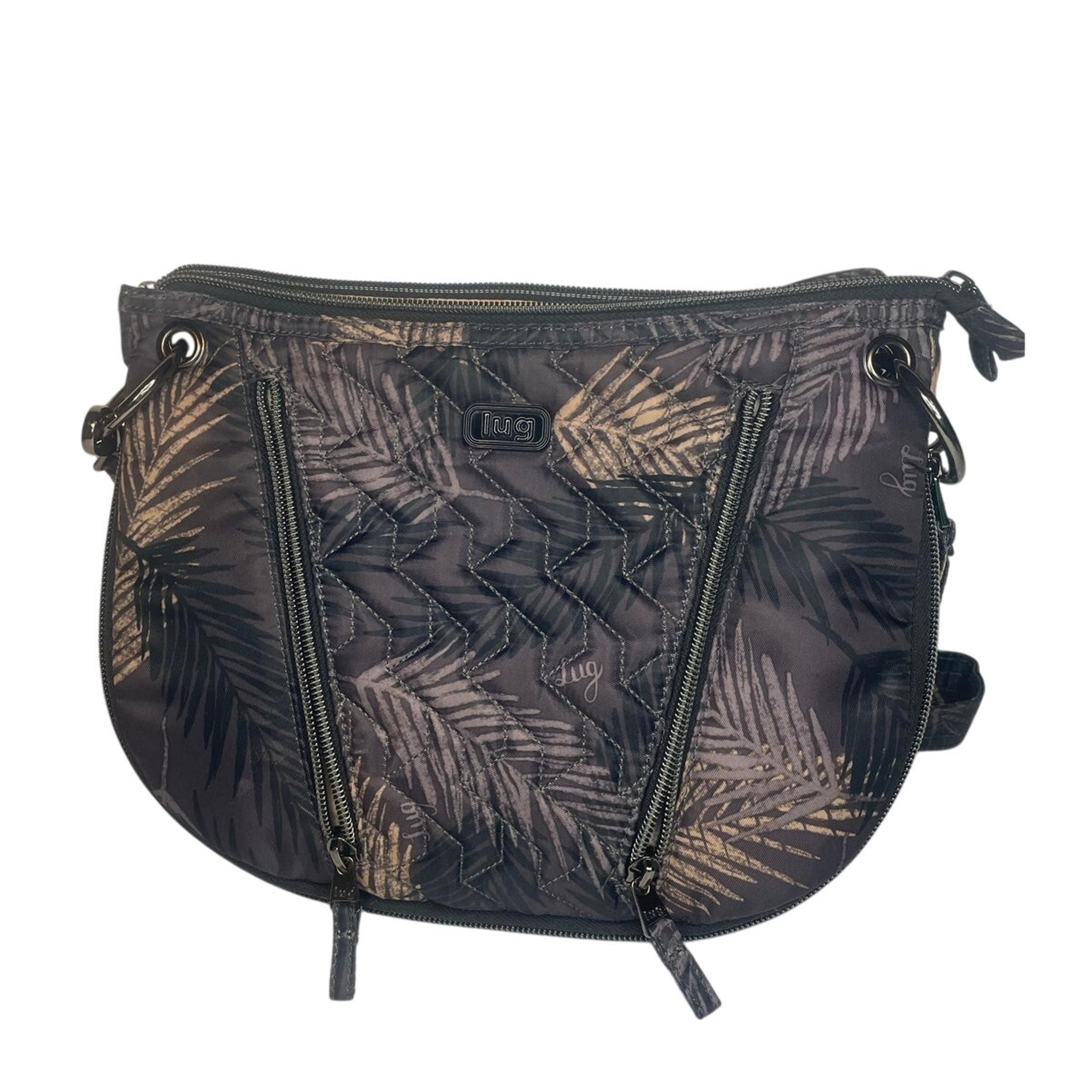 Lug swivel leaf purse crossbody long strap zipper pockets tropical fog purse