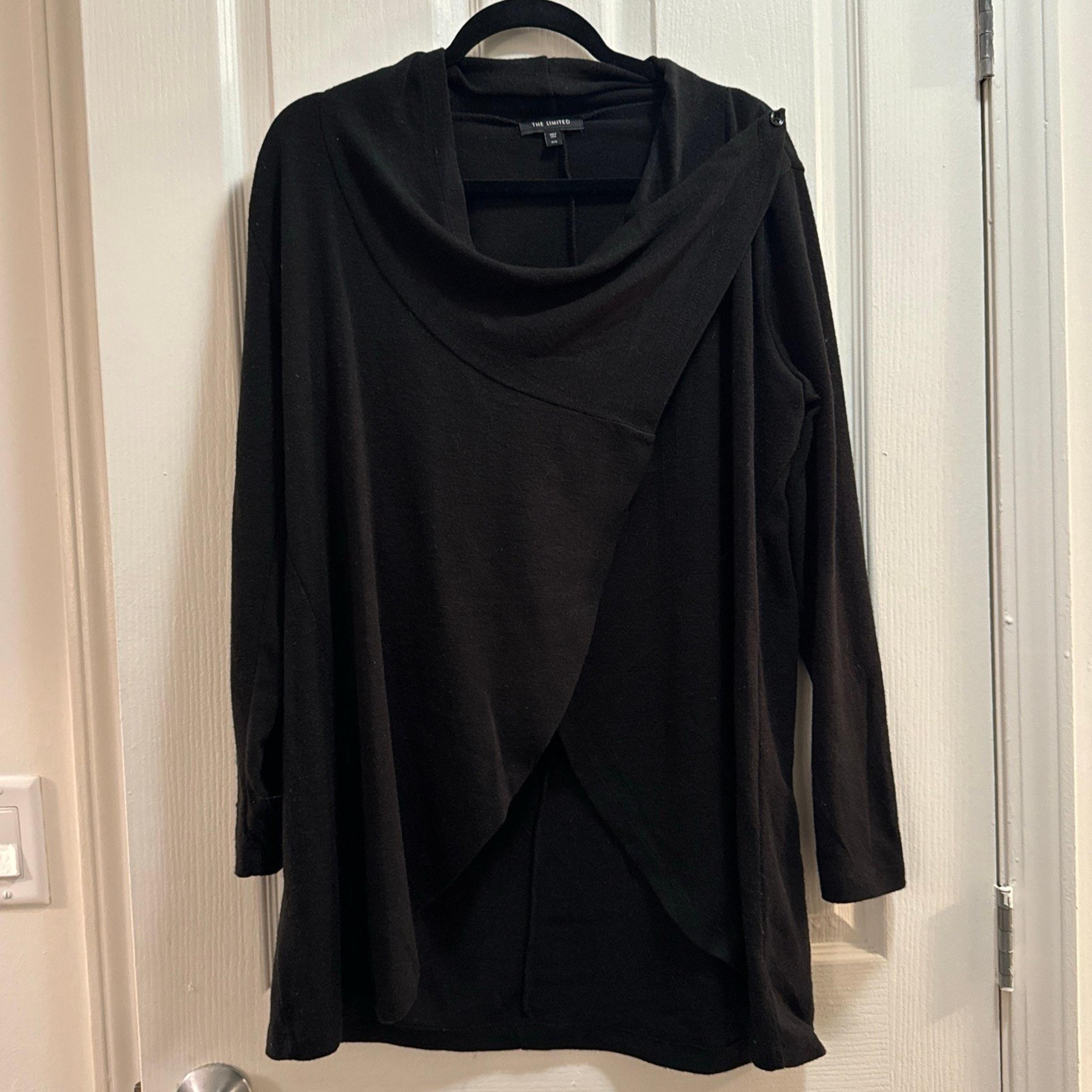 The Limited Women's Black Cowl Neck Sweater, Athleisure Hi-Low Hemline Sz Medium