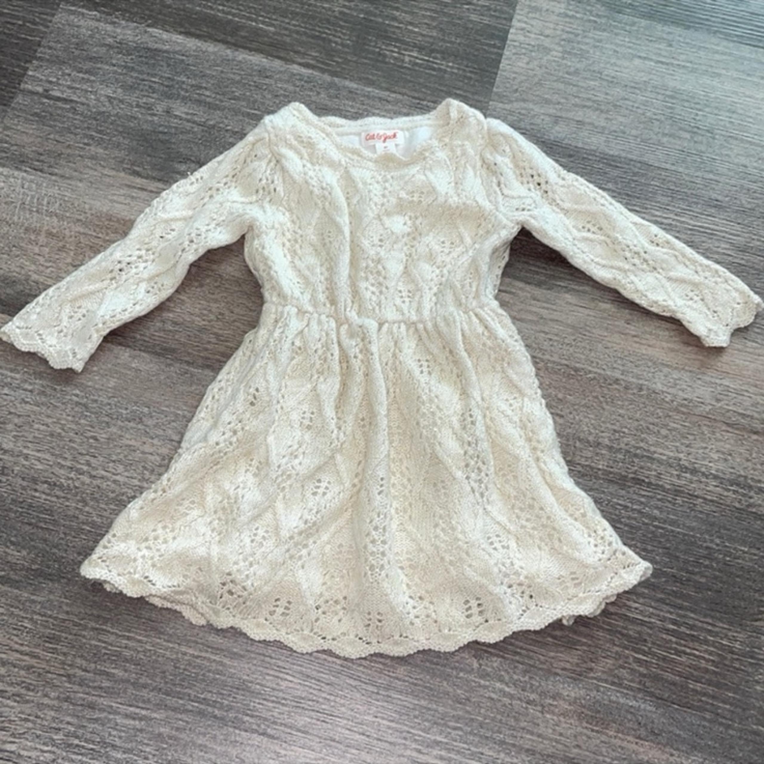 2T Cat & Jack Cream & Gold Sweater Dress