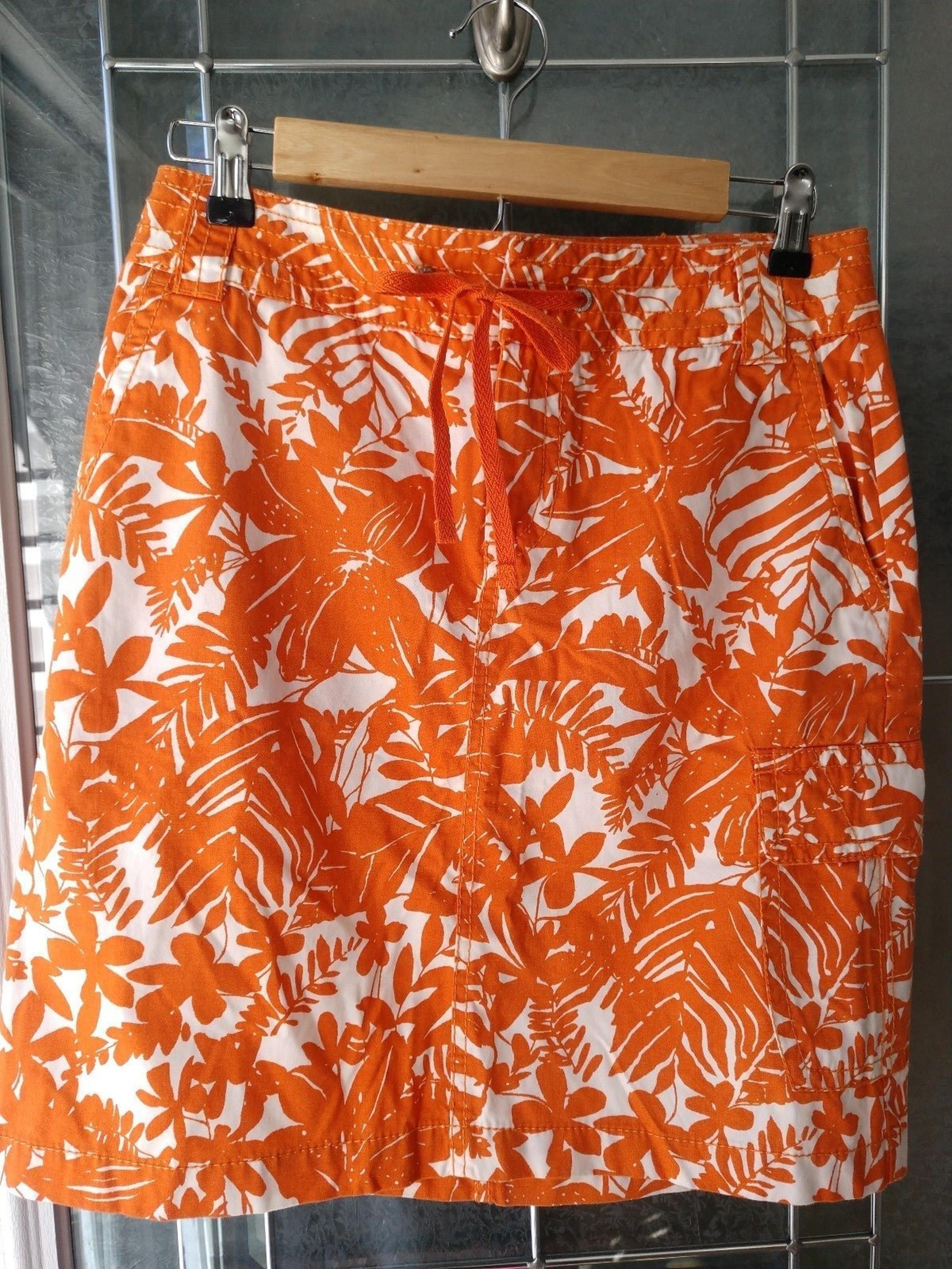 Liz Claiborne Women’s Size Small Petite 4/6 Orange White Summertime Mini Skirt