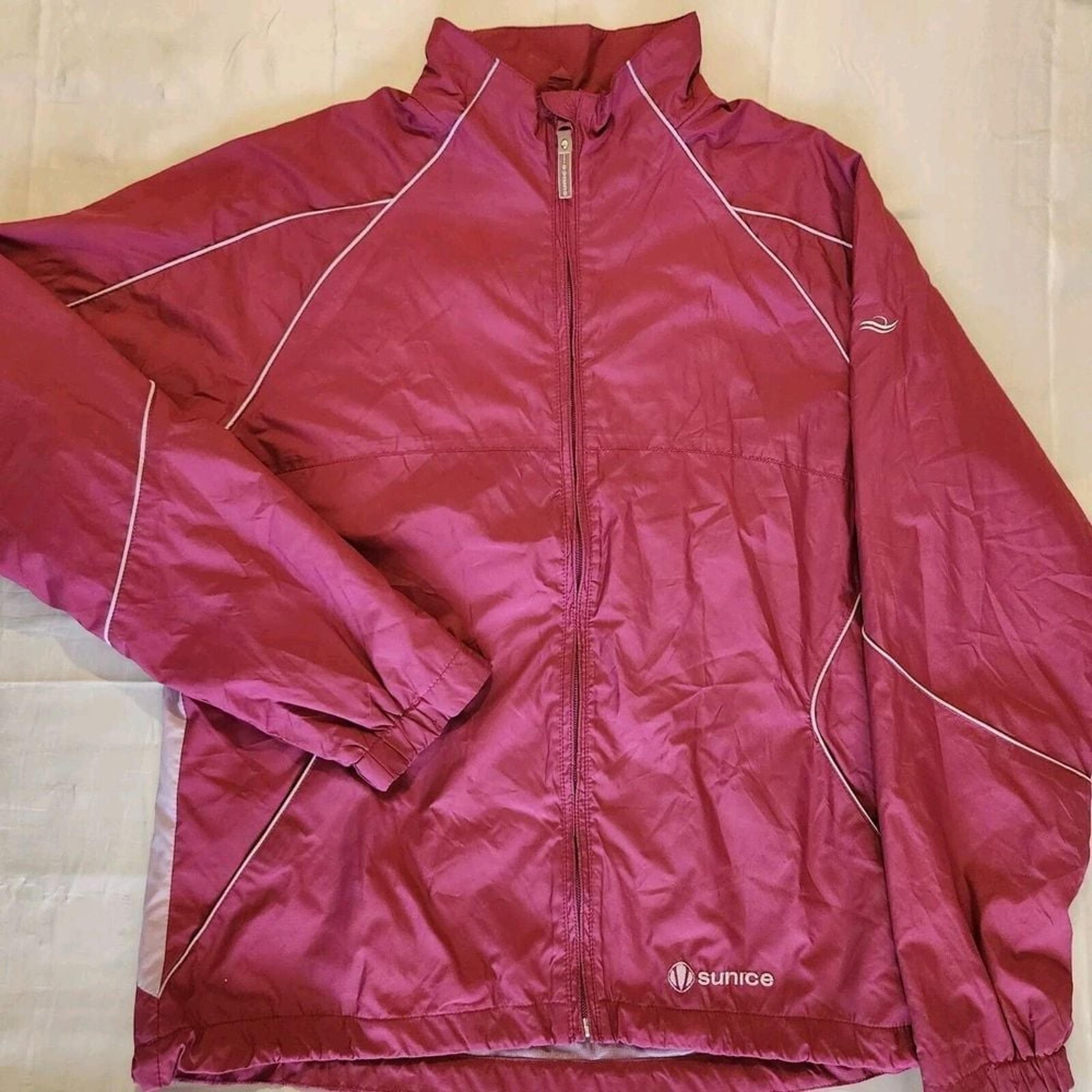 Sunice Golf Jacket Women L Weather Mesh Lined Waterproof Rain Coat Pink Tech