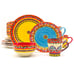 16 Piece Dinnerware Set, Vibrant Assorted Patterns